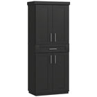 HOMCOM - Armoire de cuisine moderne avec étagères - noir-Apparence simple adaptée à la plupart des décorations 