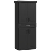 HOMCOM - Armoire de cuisine moderne avec étagères - noir-Apparence simple adaptée à la plupart des décorations 