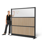 Luxor - Mur modulaire 70 x 70 - Lattes de bois et acrylique givré dans un cadre noir-Améliore la diffusion de la lumière tout en réduisant les distractions
