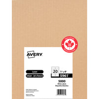 Avery - Étiquettes rectangulaires blaches avec Easy Peel, 1 po x 4 po, Paquet de 5000 (5961)-1po x 4po, blanche