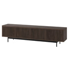 Hudson&Canal - Meuble TV Whitman pour téléviseurs jusqu'à 85 pouces - Alder Brown-Le dessus a une capacité de poids de 75 lb, la zone de rangement intérieure peut contenir 45 lb dans chaque section