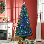 HOMCOM - Arbre de Noël 6 Pieds à Fibres Optiques LED Artificiel Pré-illuminé-Dispose d'une forme complète avec 230 branches offrant amplement d'espace pour les ornements décoratifs 