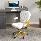 Vinsetto - Chaise de coiffeuse avec dossier et accoudoirs capitonnés à boutons - blanc-Confort supérieur avec dossier et assise rembourrés