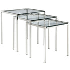 Modway - Nimble Table de nidification Ensemble de 3 - Argent-Plateau en verre trempé