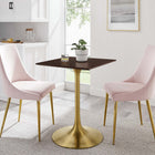 Modway - Lippa 24 po Carré Bois Table à manger, Noyer cerise doré-Bords biseautés