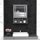 Kleankin - Armoire de salle de bain murale avec miroir et trois étagères - gris-Miroirs inclus pour mieux vous préparer le matin pour le maquillage ou le rasage 