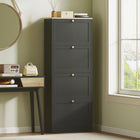 HOMCOM - Armoire à chaussures avec 4 tiroirs basculants et étagères réglables - noir-Le design compact s'adapte aux petits espaces 