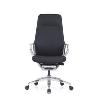 DecentLiving - Chaise de bureau à dossier pleine hauteur - Noir-Chaise de bureau en cuir véritable haut de gamme