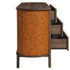 Modway - Coralie Courbe à 6 tiroirs Cuir végane Commode ovale, Noyer Tan-Glissières de pied ajustables