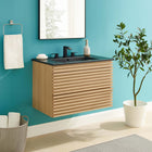 Modway - Render Fixation murale de 30" Vanette de salle de bain - Noir de chêne-Coiffeuse à grains de noyer