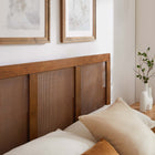 Modway - Sirocco Rotin et bois Lit de plateforme complet, Noyer-Sangle synthétique de canne en rotin
