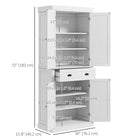 HOMCOM - Armoire de cuisine haute avec tiroir - blanc-Les portes avant sont dotées d'une fermeture magnétique 