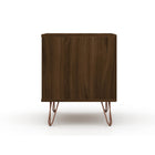 Manhattan Comfort - Rockefeller Table de Nuit 2 Tiroirs Style Mid-Century Modern 51 cm - Marron - Lot de 2-Garantie limitée du fabricant de 30 jours