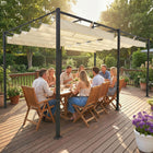 Outsunny - Pergola avec Auvent Rétractable pour Patio - 19 pi x 10 pi - Crème-Un design moderne avec une palette bicolore met en valeur votre décoration extérieure 