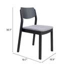 Zuo - Desdamona Chaise de salle à manger - Gris/Noir - Ensemble de 2-6