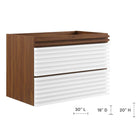 Modway - Render Fixation murale de 30" Armoire de toilette de salle de bain (lavabo non inclus) - Noyer blanc-Calleton de montage compatible avec les cloisons sèches