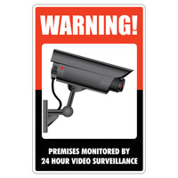Cosco - Panneau mural de surveillance vidéo intérieur/extérieur - 8 po x 12 po - Blanc/Noir/Rouge-Panneau en plastique imprimé