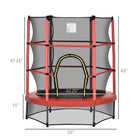 Outsunny - Trampoline pour enfants avec filet de protection - 55" de diamètre - Rouge-6 pieds en métal offrent plus de stabilité 