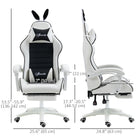 HOMCOM - Chaise de gamer inclinable avec repose-pieds - noir-Hauteur réglable de 17,3 po-20,5 po (44-52 cm), la chaise de jeu s’adapte à votre posture et à votre bureau
