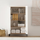 Manhattan Comfort - Ensemble de 2 armoires de décoration modernes Abbey 31,5 po - érable et blanc cassé-Portes élégantes sans poignées pour un aspect épuré et dégagé
