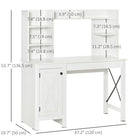HOMCOM - Bureau d'ordinateur avec rangement - 47,2 po L x 19,7 po l x 53,7 po H - blanc-Surface recouverte de mélamine facile à entretenir
