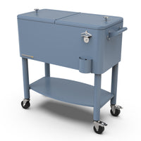 Permasteel - Glacière de patio roulante 80 pintes avec séparateur et étagère - bleue-Sa grande capacité de 80 pintes offre un espace généreux pouvant contenir jusqu’à 110 canettes de 12 oz, plus de la glace.
