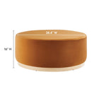 Modway - Tilden Gros velours rond de performance de 38" Rembourré Ottoman - Rouille naturelle-Tissu résistant aux taches