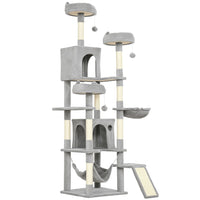PawHut - Arbre à chat, grande tour de 76 po avec poteaux à griffer - gris clair-Cette tour à plusieurs niveaux de 75,6 po (192 cm) répond aux instincts naturels d’escalade de votre chat 