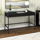 Hudson&Canal - Bureau Nolan 48" - Noir-Fabriqué en acier robuste et en matériaux MDF et PVC durables dans une finition noire