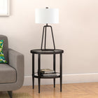 Hudson&Canal - Table d'appoint ron Hera 50 cm de largeur avec étagère miroir - Bronze noirci-Le dessus a une capacité de poids de 40 lb, l'étagère peut supporter 20 lb