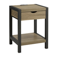 Monarch Specialties - 3200 Table d'Appoint Contemporaine 24 po à 2 Niveaux - Tiroir de Rangement - Stratifié Taupe Foncé - Métal Noir-Cette table d'appoint de 24 po de hauteur présente un fini stratifié taupe foncé tendance associé à un métal noir élégant, en faisant un ajout stylé à tout décor moderne