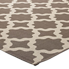 Modway - Cerelia Treillis marocains intérieurs et extérieurs Tapis de 5 pi l x 8 pi L - Beige clair et beige foncé-Résistant aux taches / Facile à nettoyer