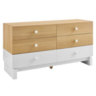 Modway - Nolia Bloc de couleur à 6 tiroirs Commode, Chêne Blanc-Commode à blocs de couleur bicolores