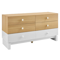 Modway - Nolia Bloc de couleur à 6 tiroirs Commode, Chêne Blanc-Commode à blocs de couleur bicolores