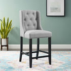 Modway - Baronet Bouton à touffe Tissu rembourré Tabouret de comptoir - Gris clair-Tissu polyester doux pour tissu
