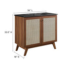 Modway - Soma 36" Vanette de salle de bain - Noir noyer-Tablette réglable