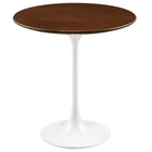Modway - Lippa Rond de 20 po Bois Table d’appoint - Noyer/blanc-Table d’appoint moderne