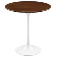 Modway - Lippa Rond de 20 po Bois Table d’appoint - Noyer/blanc-Table d’appoint moderne