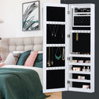 HOMCOM - Armoire à bijoux avec miroir pleine longueur - 14,5 po L x 3,75 po l x 47,75 po H - blanc-Miroir en vrai verre pour faciliter l'application du maquillage 