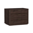 Manhattan Comfort - Table de nuit moderne Evelyn 32" à 3 tiroirs - Marron-Poignées de tiroir horizontales et épurées pour un aspect propre et dégagé