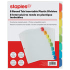 Staples - Intercalaires ronds à onglets amovibles - 8 onglets - Colorés-Onglets insérables