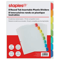 Staples - Intercalaires ronds à onglets amovibles - 8 onglets - Colorés-Onglets insérables