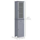 Kleankin - Armoire de rangement de salle de bain mince avec étagères réglables et tiroir - gris-La plaque en acrylique transparent est idéale pour exposer des objets 