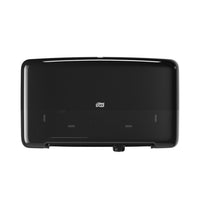 Tork - Twin Mini Distributeur de Papier Hygiénique - Noir-Maximiser l'hygiène avec un système de distribution qui protège les tissus du bain contre la surexposition à l'environnement des toilettes.