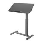 ShoppingAll - Table D’Appoint Mobile Réglable Pneumatique Avec Roulettes Cachées Et Plateau Inclinable 31,5" – Noir-Base En Acier À Profil Bas : Avec une hauteur de seulement 3 cm (1,2 po), la base glisse facilement sous un lit ou un canapé.
