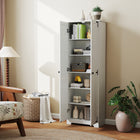 HOMCOM - Armoire garde-manger style ferme 67 po - blanc vieilli-Comprend quatre étagères avec trois niveaux réglables pour l'organisation 