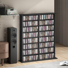 HOMCOM - Étagère CD à 8 niveaux avec 16 compartiments - noir-Facile à assembler avec des pièces numérotées et des instructions claires 