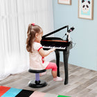 Qaba - Mini piano jouet pour tout-petits à 37 touches avec microphone, tabouret, lumières - noir-8 sons d'instruments, dont piano, orgue, violon et trompette 