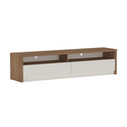 Manhattan Comfort - Meuble TV moderne Duncan 70 po - Érable et blanc cassé-Tiroirs élégants sans poignées pour un aspect épuré et dégagé