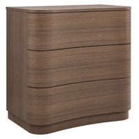 Modway - Mirae 3 tiroirs Commodeuse compacte courbe, Chêne brun brossé-Commode compacte à 3 tiroirs